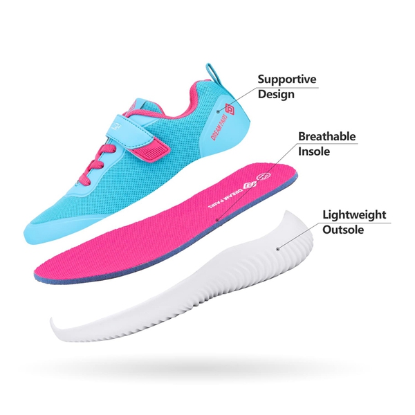 [EZ-Ons BreezeRunners] Breathable And Lightweight Kids Running Sneakers - BABY BLUE - 4